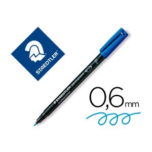 Rotulador staedtler lumocolor retroproyeccion punta de fibrapermanente 318-3 azul punta fina redonda 0.6 mm.