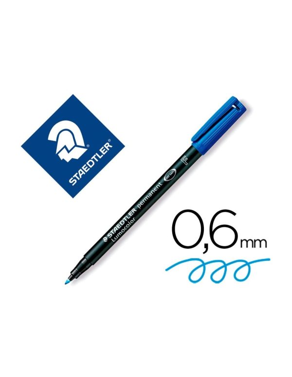 Rotulador staedtler lumocolor retroproyeccion punta de fibrapermanente 318-3 azul punta fina redonda 0.6 mm.
