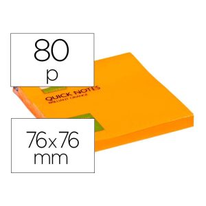 Bloc de notas adhesivas quita y pon q-connect 76x76 mm naranja neon 80 hojas.