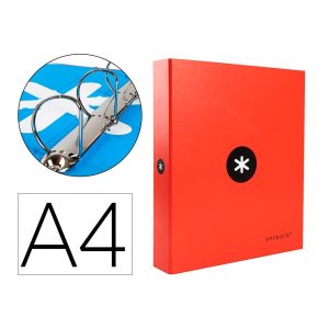 Carpeta 4 anillas 40 mm mixtas liderpapel antartik a4 forrada color rojo.