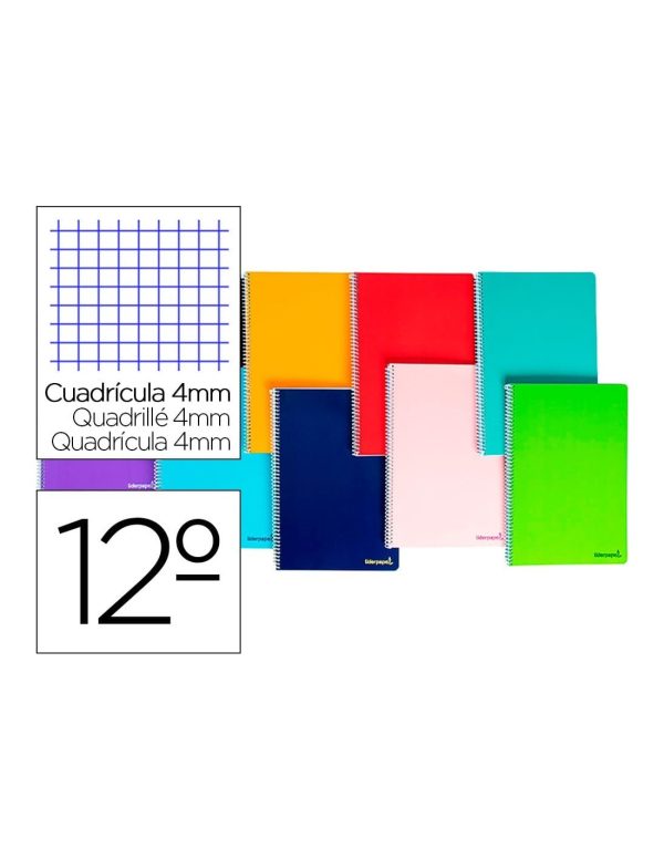 Cuaderno espiral liderpapel cuarto witty tapa dura 80h 75gr rayado horizontal 8mm con margen colores surtidos.