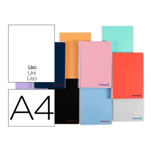 Cuaderno espiral liderpapel a4 wonder tapa plastico 80h 90 gr liso colores surtidos.
