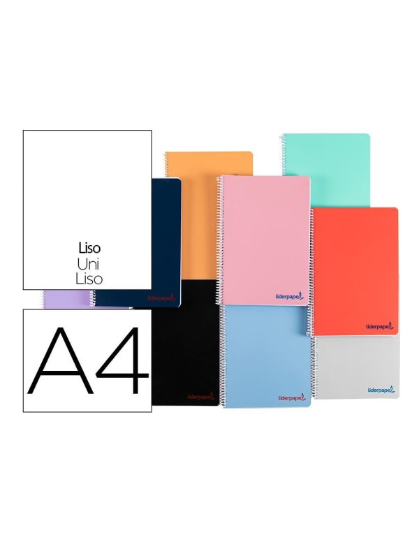 Cuaderno espiral liderpapel a4 wonder tapa plastico 80h 90 gr liso colores surtidos.