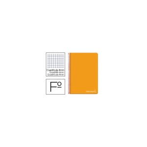 Cuaderno espiral liderpapel folio witty tapa dura 80h 75gr cuadro 4mm con margen color naranja.