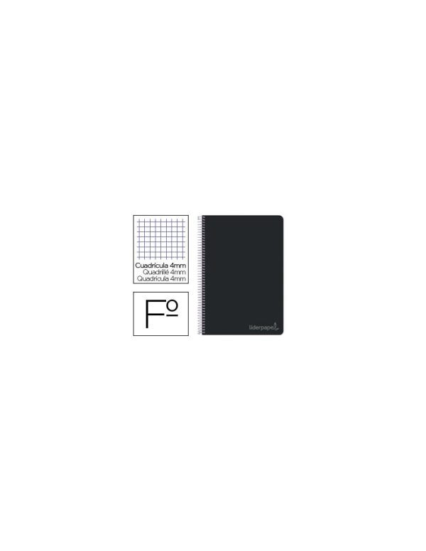 Cuaderno espiral liderpapel folio witty tapa dura 80h 75gr cuadro 4mm con margen color negro.