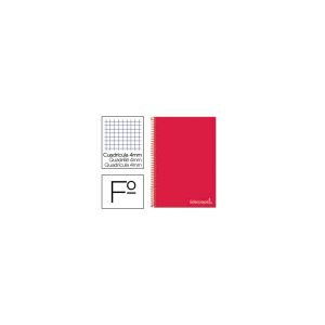 Cuaderno espiral liderpapel folio witty tapa dura 80h 75gr cuadro 4mm con margen color rojo.