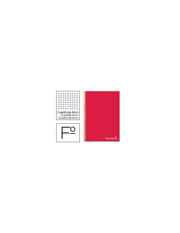 Cuaderno espiral liderpapel folio witty tapa dura 80h 75gr cuadro 4mm con margen color rojo.