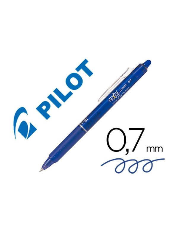 Boligrafo pilot frixion clicker borrable 0,7 mm color azul.