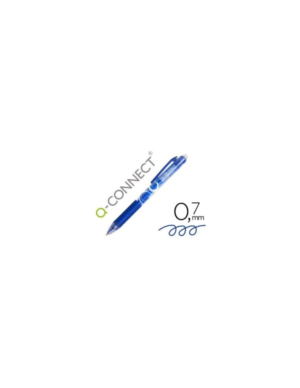 Boligrafo q-connect retractil borrable 0,7 mm color azul.