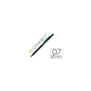 Portaminas q-connect 0,7 mm con 3 minas cuerpo negro con clip verde.